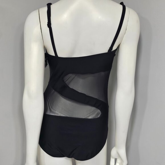 Bar III One-Shoulder Mesh Cutout Swimsuit - Picture 4 of 9
